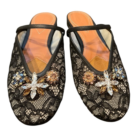 ZIMMERMANN Women’s Pixie Embellished Leather-trimmed Mules In Black Size 9 - Picture 1 of 13